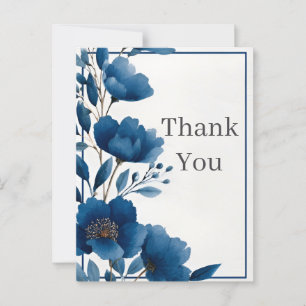 Dunkelblaue Aquarellfarben-Blume Vielen Dank, dass Postkarte