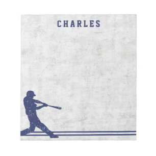 Dunkelblaue Baseball-Silhouette mit personalisiert Notizblock