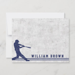 Dunkelblaue Baseball-Silhouette personalisierter N Mitteilungskarte