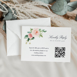 Dunkelblaue Blume QR-Code RSVP-Karte RSVP Karte