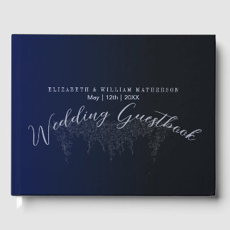 Dunkelblaue Blumenhochzeit Gästebuch