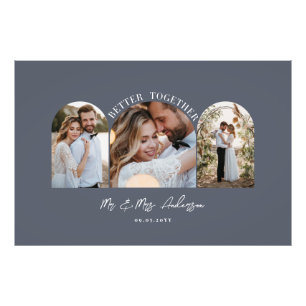 Dunkelblaue Bogen-Mehrfach-Foto-Hochzeitsgeschenk- Fotodruck