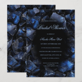 Dunkelblaue Boho-Hexen-Kristalle Schwarze Brautpar Einladung