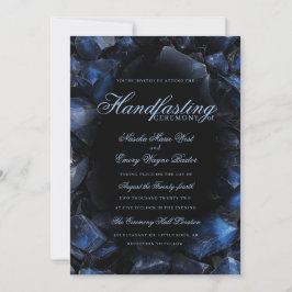 Dunkelblaue Boho-Hexen-Kristalle Schwarze Handfast Einladung