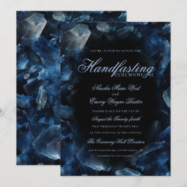 Dunkelblaue Boho-Hexen-Kristalle Schwarze Handfast Einladung