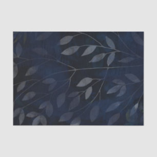 Dunkelblaue botanische Blätter Moderne schicke Hoc Seidenpapier