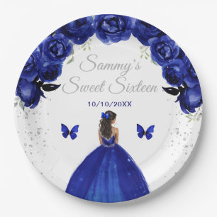 Dunkelblaue Dark Skin Prinzessin Sweet Sixteen Pappteller