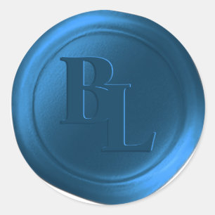 Dunkelblaue Doppelmonogramm-Imitate Wachs Siegel S Runder Aufkleber