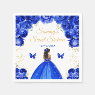 Dunkelblaue dunkelhäutige Prinzessin Sweet Sixteen Serviette