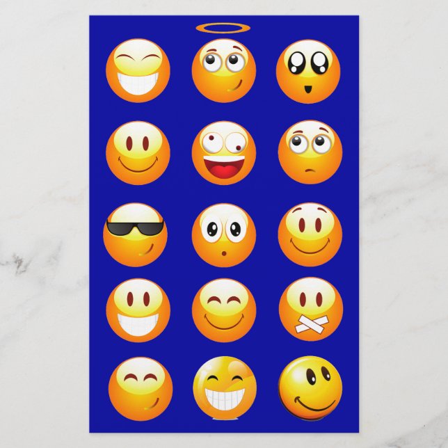 dunkelblaue Emojis Briefpapier (Vorderseite)