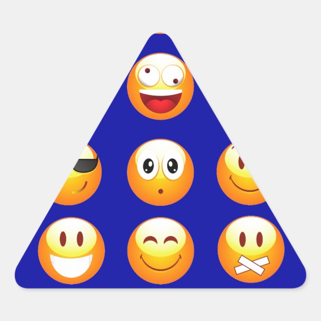 dunkelblaue Emojis Dreieckiger Aufkleber (Vorderseite)
