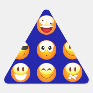 dunkelblaue Emojis Dreieckiger Aufkleber