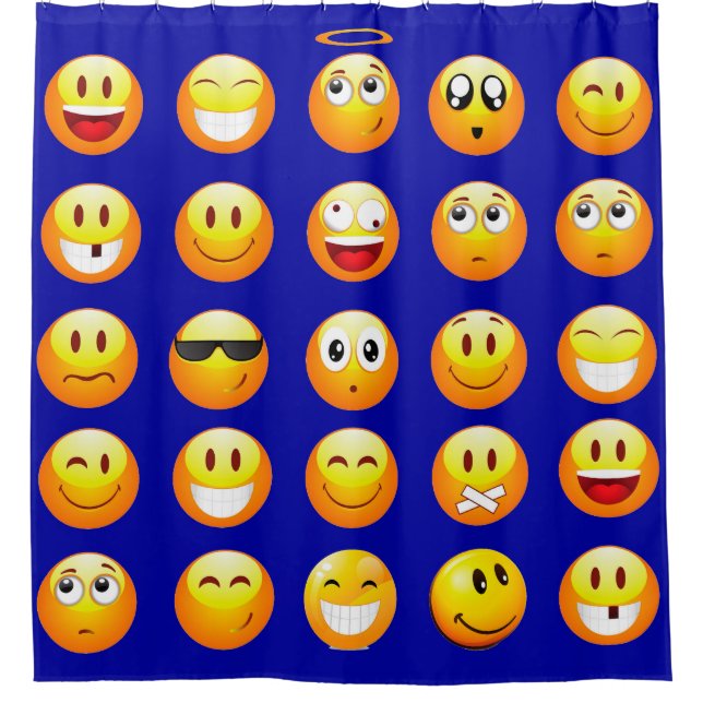 dunkelblaue Emojis Duschvorhang (Vorderseite)