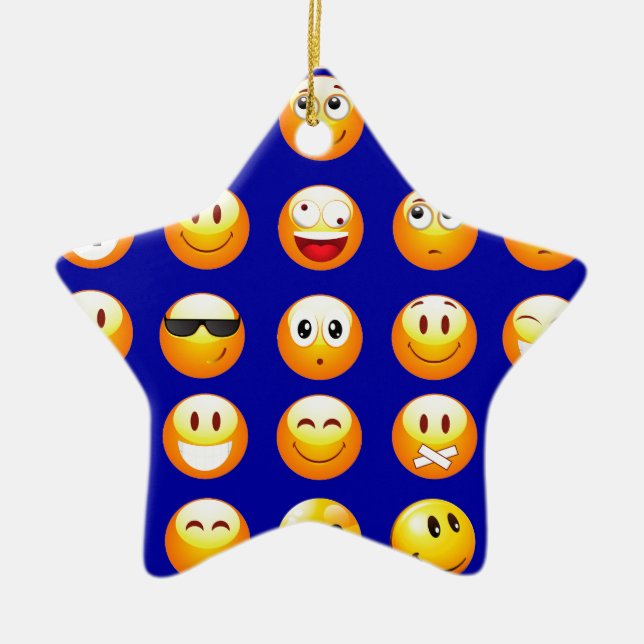 dunkelblaue Emojis Keramikornament (Vorne)