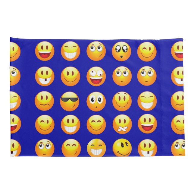 dunkelblaue Emojis Kissenkoffer Kissenbezug (Rückseite-Rechts)