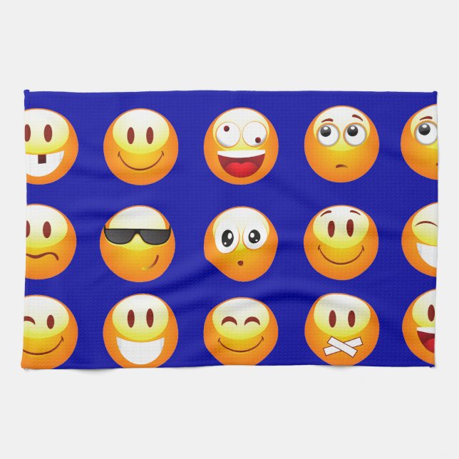 dunkelblaue Emojis Küchentuch (Horizontal)