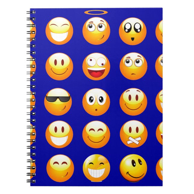 dunkelblaue Emojis Notizblock (Vorderseite)
