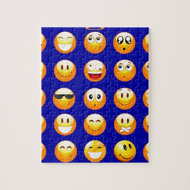dunkelblaue Emojis Puzzle (Vertikal)