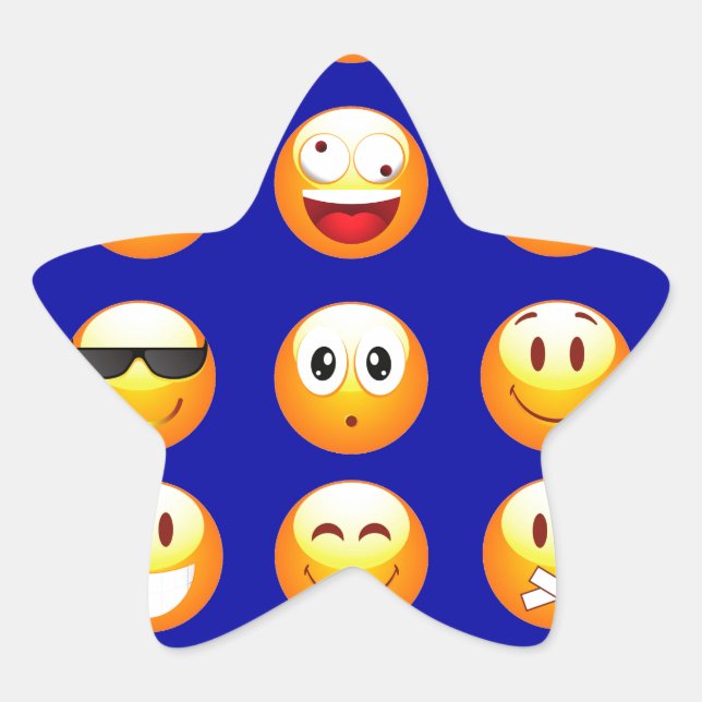 dunkelblaue Emojis Stern-Aufkleber (Vorderseite)