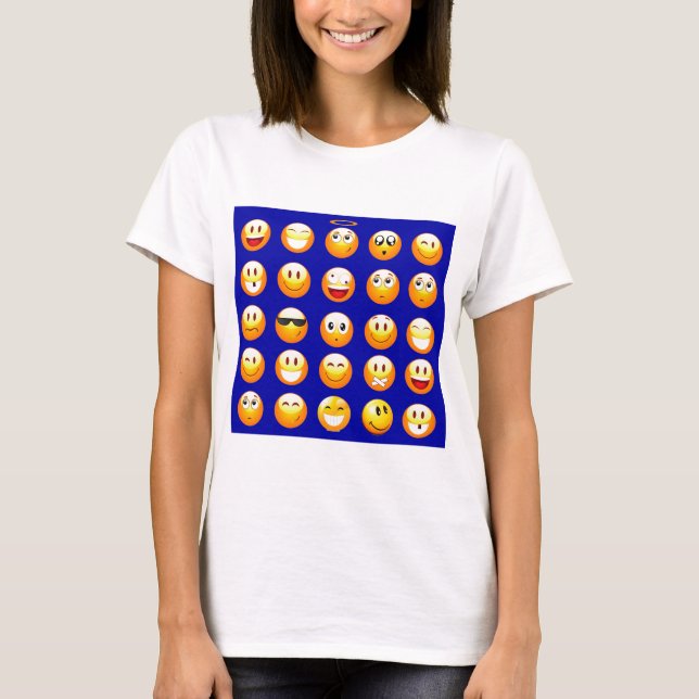 dunkelblaue Emojis T-Shirt (Vorderseite)