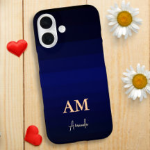 Dunkelblaue Farbstreifen mit Monogramm