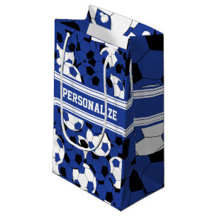 Dunkelblaue Fußball-Collage Kleine Geschenktüte
