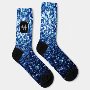 Dunkelblaue, glänzende Imitate Glitzer funkeln Mon Socken