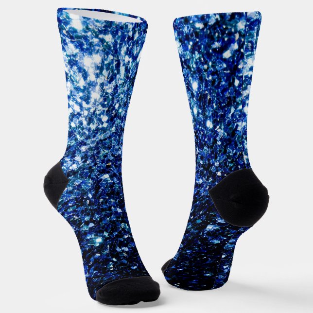 Dunkelblaue, glänzende Imitate Glitzer Glitzern Socken (Gewinkelt)