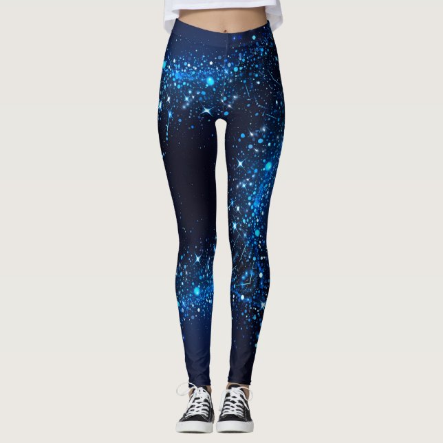 Dunkelblaue Glitzern Leggings (Vorderseite)