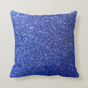 Dunkelblaue Imitat-Glittergraphik Kissen