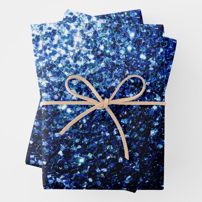 Dunkelblaue Imitate Glitzer Glitzern Geschenkpapier Set (Beispiel)