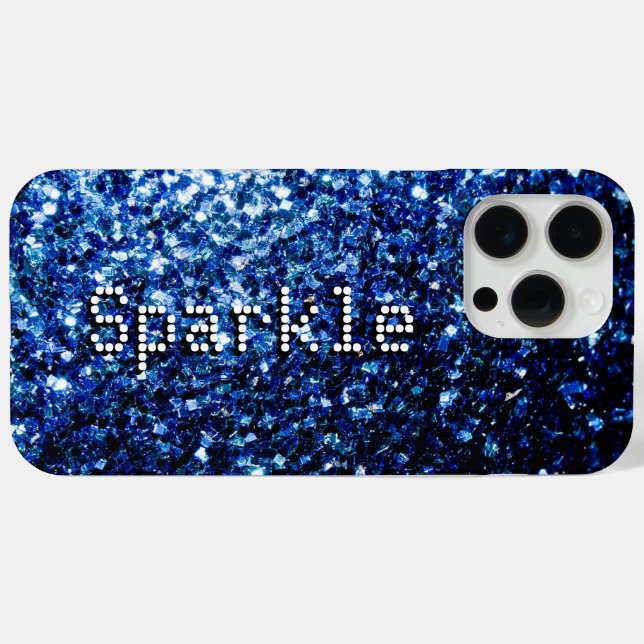 Dunkelblaue Imitate Glitzer Glitzern Ihr Text Case-Mate iPhone Hülle (Rückseite (Horizontal))