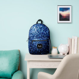 Dunkelblaue Imitate Glitzer Glitzern Monogram Bedruckter Rucksack