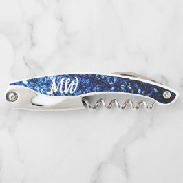 Dunkelblaue Imitate Glitzer Glitzern Monogram Kellnermesser
