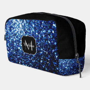 Dunkelblaue Imitate Glitzer Glitzern Schwarz Monog Waschbeutel