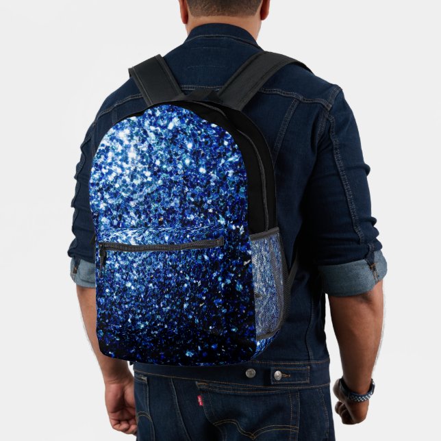 Dunkelblaue Imitate Glitzer Glitzern und Schwarz Bedruckter Rucksack (Insitu (Modell))