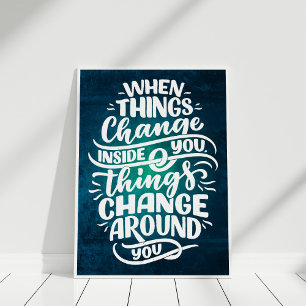 Dunkelblaue inspirierende Zitat-Wandkunst Poster