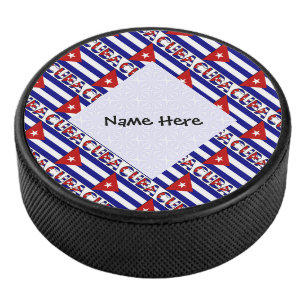 Dunkelblaue kubanische Flagge Kuba Kachel personal Eishockey Puck