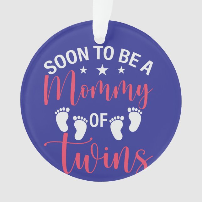 Dunkelblaue Mama, um von Zwillingen zu sein Ornament (Vorderseite)