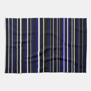 Dunkelblaue Navy, Schwarz und Weiße Barcode-Streif Handtuch