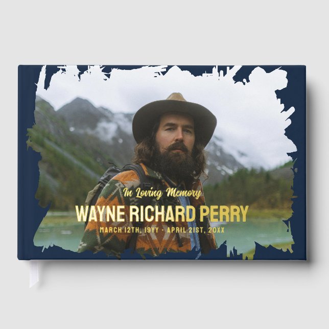 Dunkelblaue Pinselstriche Schlaganfall Foto im lie Gästebuch (Vorderseite)