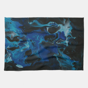 Dunkelblaue psychedelische Flüssigkeit Geschirrtuch
