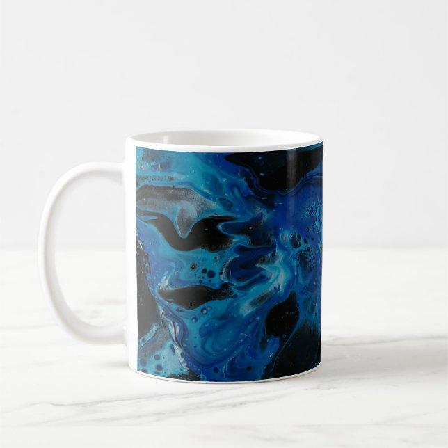 Dunkelblaue psychedelische Flüssigkeit Kaffeetasse (Links)
