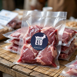 Dunkelblaue Qurbani-Eid-al-Adha-Grüße Runder Aufkleber