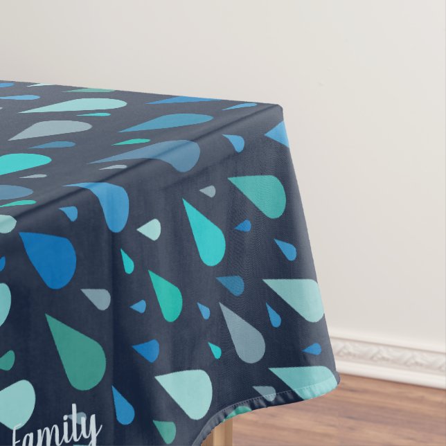 Dunkelblaue Regentropfen mit individuelle Name Tischdecke (Beispiel)