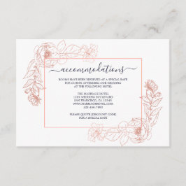Dunkelblaue Rose Gold Floral Hochzeitsinformatione Begleitkarte