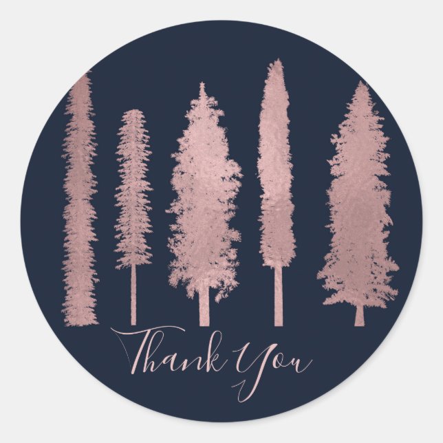 Dunkelblaue Rose Goldwald Waldbaumen Rustikal Runder Aufkleber (Vorderseite)