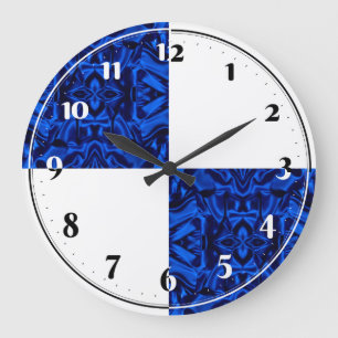 Dunkelblaue Satinmuster-Viertel trendy Große Wanduhr