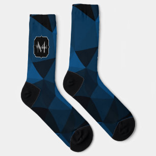 Dunkelblaue schwarze geometrische Netzstruktur Mon Socken