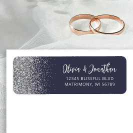 Dunkelblaue Silber-Glitter-Hochzeitsadresse
